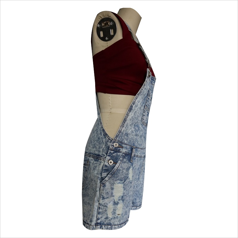 Mode Säure waschen Rip Latzhose WS1015