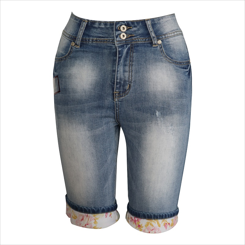 Drucken Saum 3/4 Denim Jeans WS10125