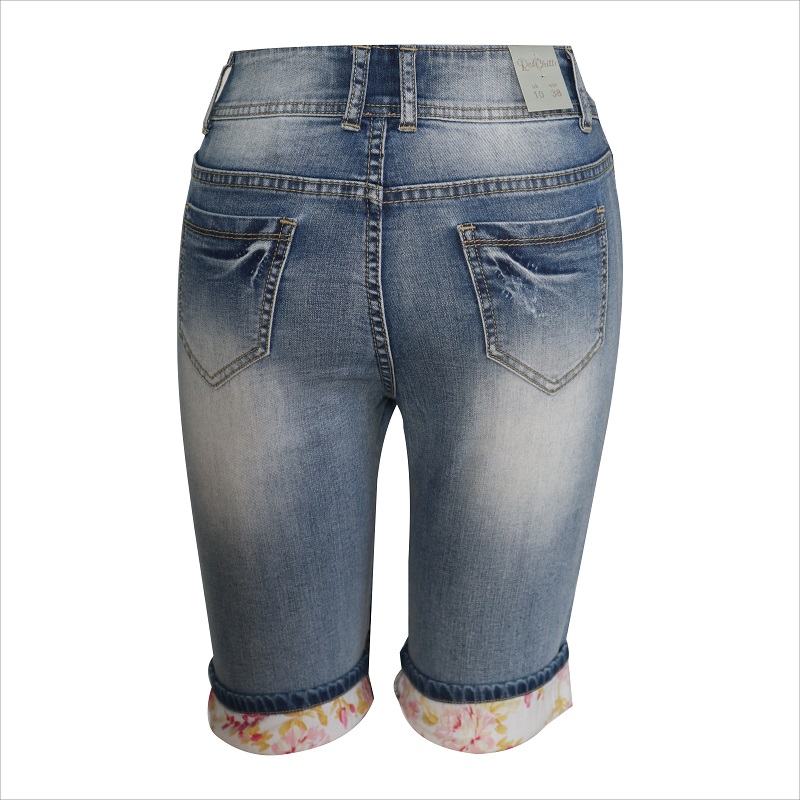 Drucken Saum 3/4 Denim Jeans WS10125