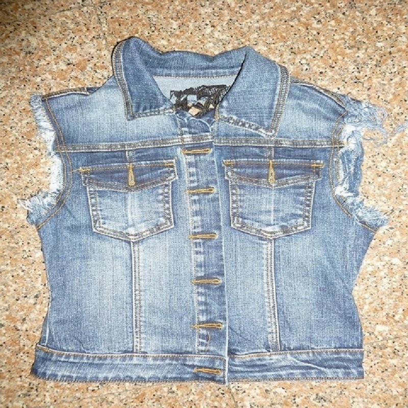 Denim ärmellose Jacken WS10128