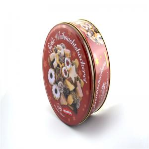 Individuell bedruckte runde Keksdose mit Präge-Logo