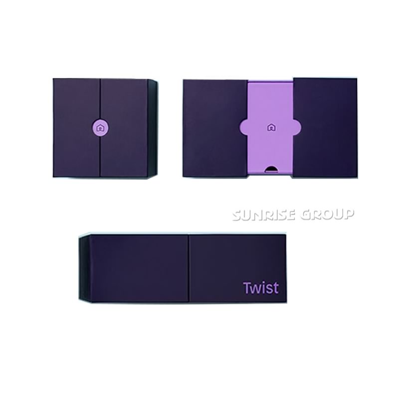 Kundenspezifischer purpurroter Druckpapier-Verpackenkasten für Torsion