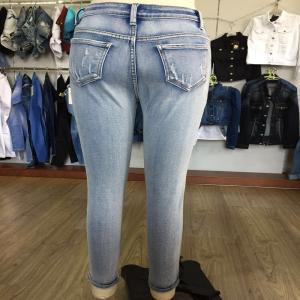 bleiche gewaschen - saum skinny jeans ws109057