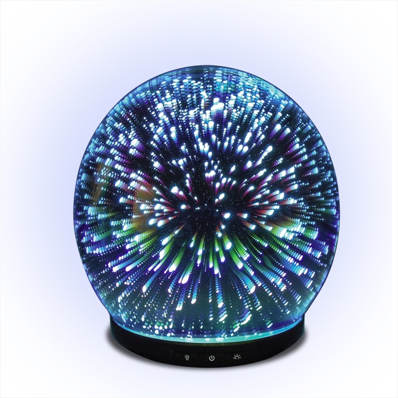 Ball geformter Regenbogen 3D Glas Feuerwerk Ultraschall elektronischen Aroma Diffusor