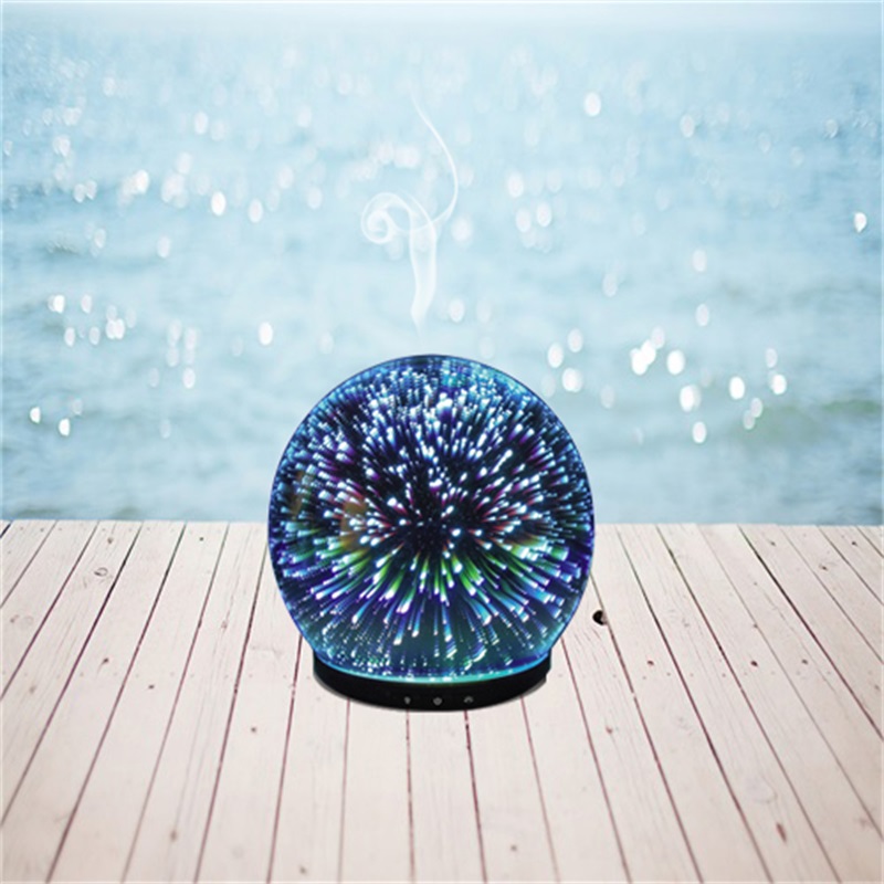 Ball geformter Regenbogen 3D Glas Feuerwerk Ultraschall elektronischen Aroma Diffusor