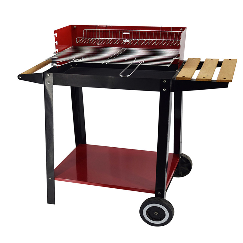 ein grill - outdoor - trolley huhn rotisserie ein grill mit holzkohle beistelltisch