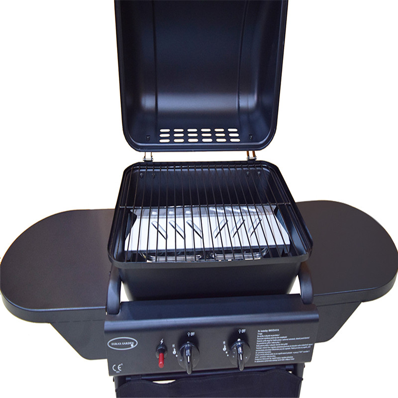 hohe qualität 2burners gusseisen - gas bbq grill trolley barbecue - grill