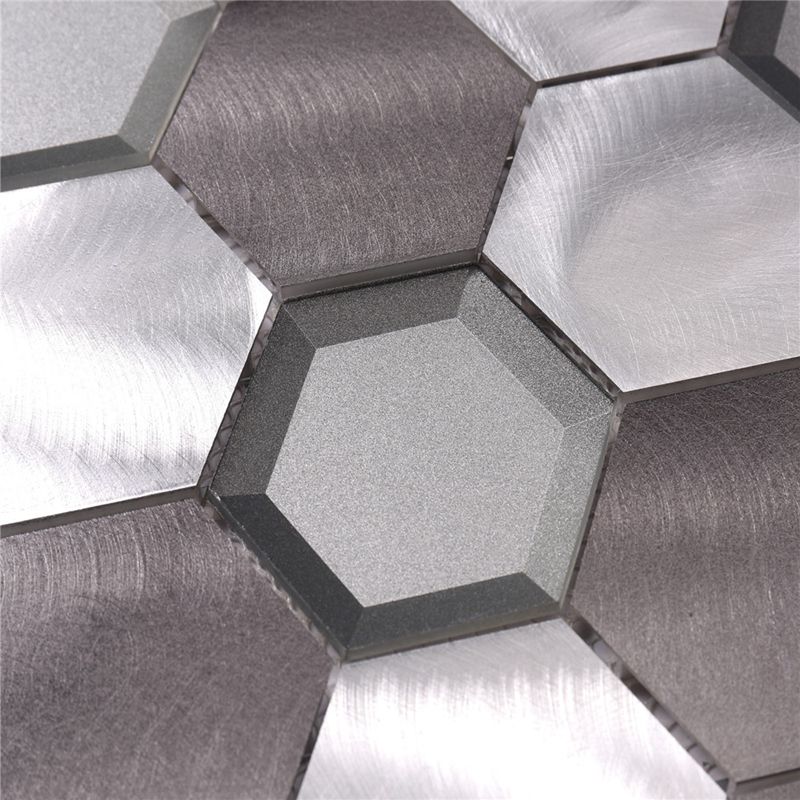 aluminium metal - mix glas sechseck mosaik - fliesen für die küche der wall backsplash