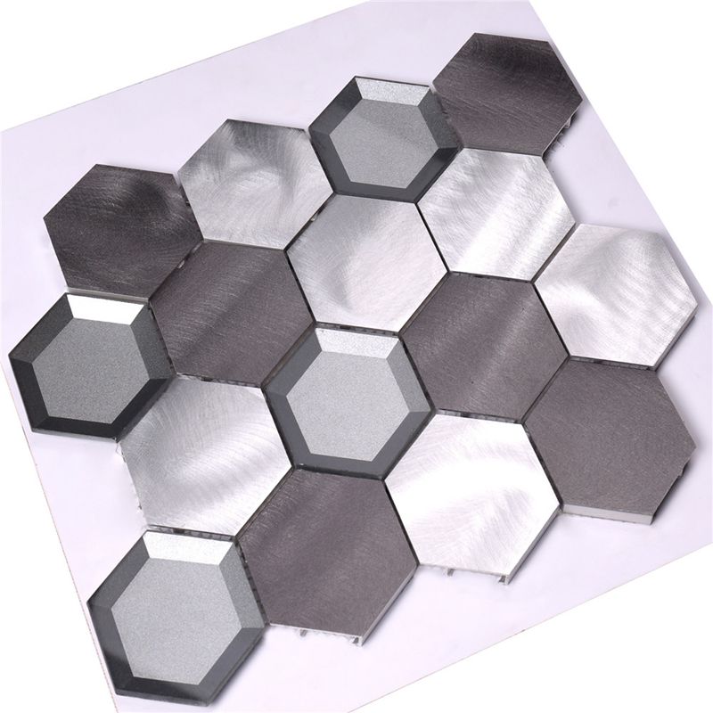 aluminium metal - mix glas sechseck mosaik - fliesen für die küche der wall backsplash