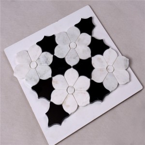 hsc62 wunderschöne schwarze und weiße fliesen bad mit blume marmor mosaikboden fliesen und wand kacheln