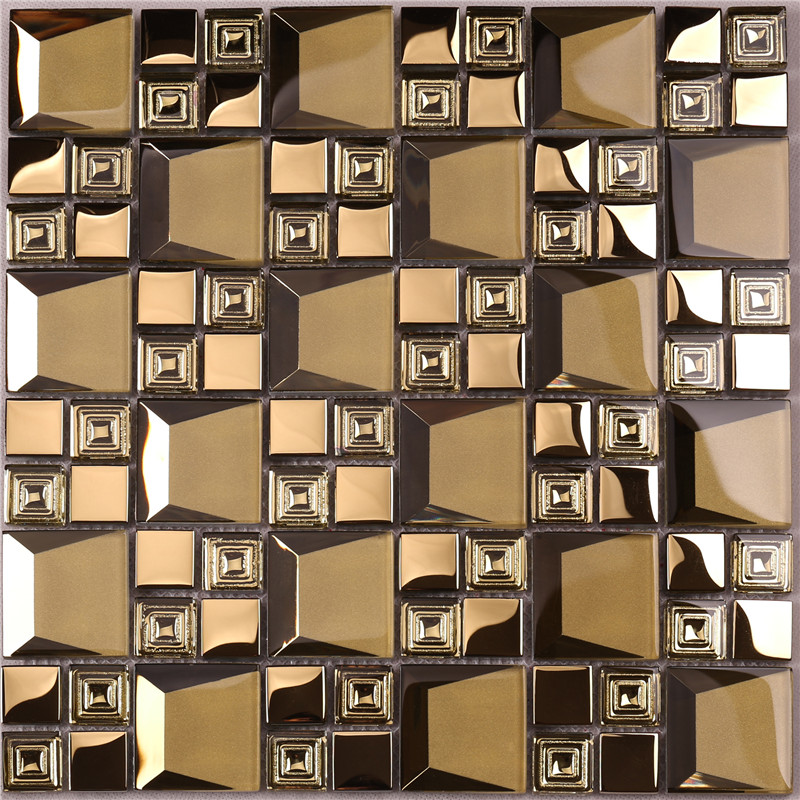 hdt04 heiß seling beveled galvanisch beschichtet rose gold farbe glas mosaik - fliesen
