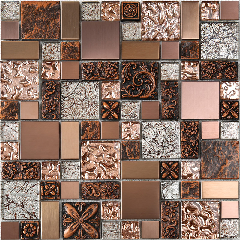 hxl09 square kupfer - gold edelstahl - mosaik - fliesen glas fliesen für bad und küche