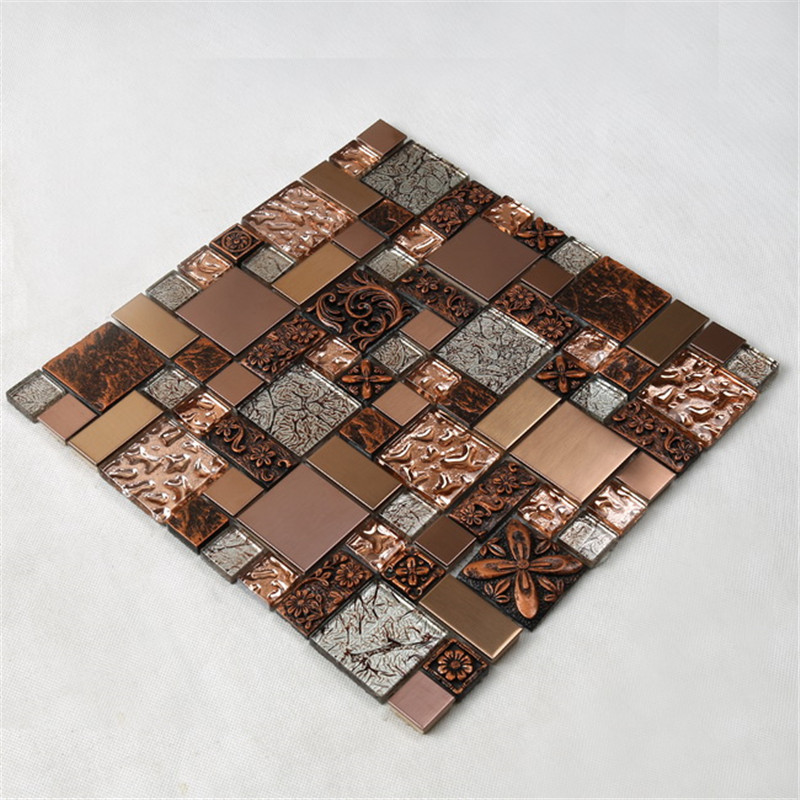 hxl09 square kupfer - gold edelstahl - mosaik - fliesen glas fliesen für bad und küche