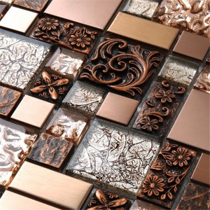 hxl09 square kupfer - gold edelstahl - mosaik - fliesen glas fliesen für bad und küche