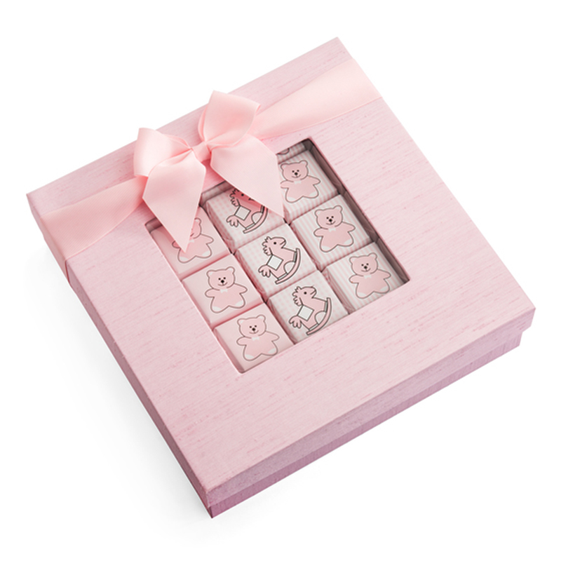 rosa bonbons papier box mit schleife