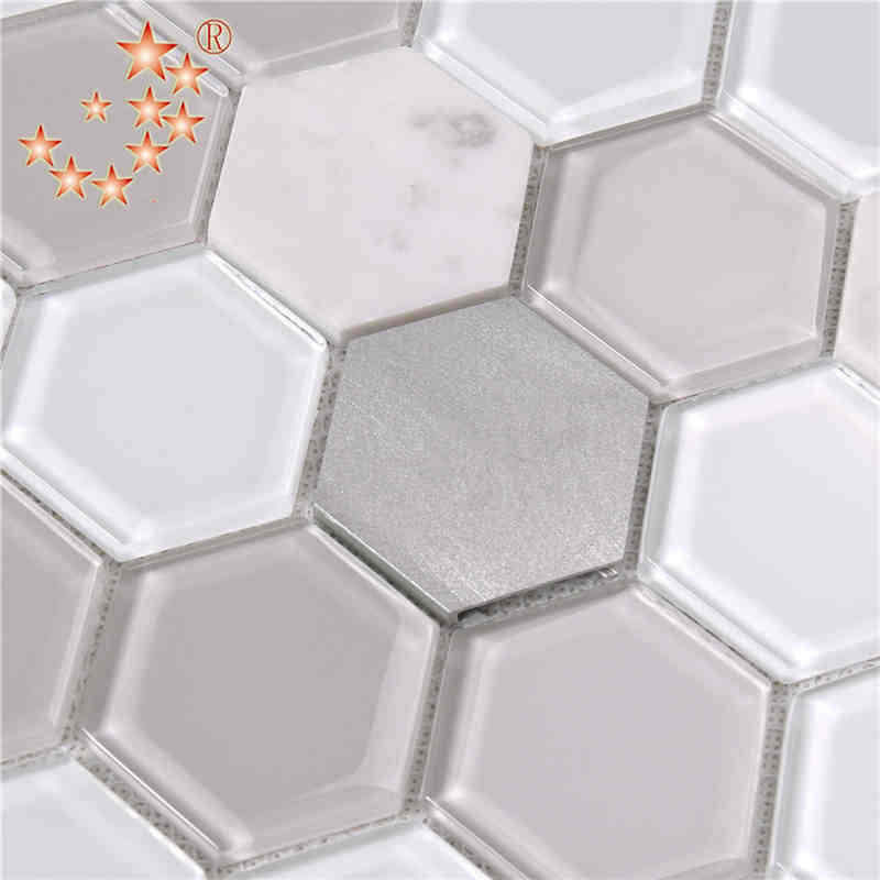 neuesten design küche und bad inneneinrichtung ausspülen sechseck - glas gemischte marmorboden mosaik - fliesen