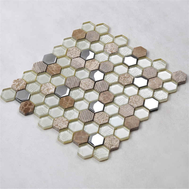 glitter silber veredeln farbige sechseck keramische wand kacheln küche backsplash glasmosaik