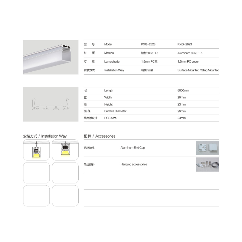 suspension / clip führte lineare leichte gehäuse, aluminium, vereiste decken, armaturen, zubehör