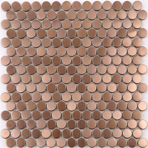 Rose Gold Kupfer Metall Penny Runde Mosaik Fliesen Küche Backsplash Hotel Wohnzimmer Wände Lanka Fliese Preis