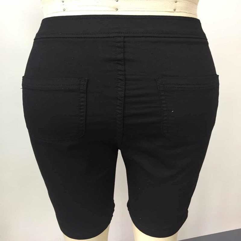 Ladies Side Glitzer Tape Denim Shorts WS325