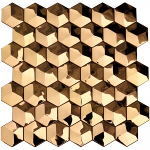 Luxus 3D Gold Hexagon Metall Wand Fliesen Kunst Dekor