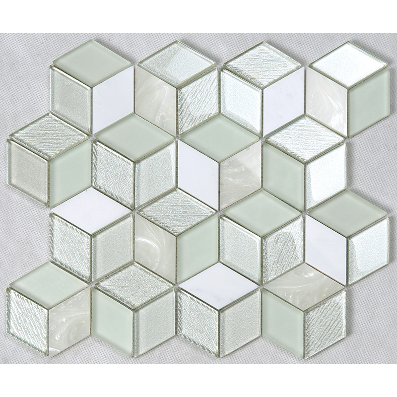 3D Effekt Kristall Hexagon Glas Mosaik Weiß Küche Backsplash Arbeitsplatte Dekoration Wände Fliesen