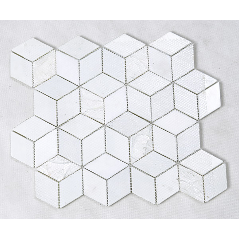 3D Effekt Kristall Hexagon Glas Mosaik Weiß Küche Backsplash Arbeitsplatte Dekoration Wände Fliesen