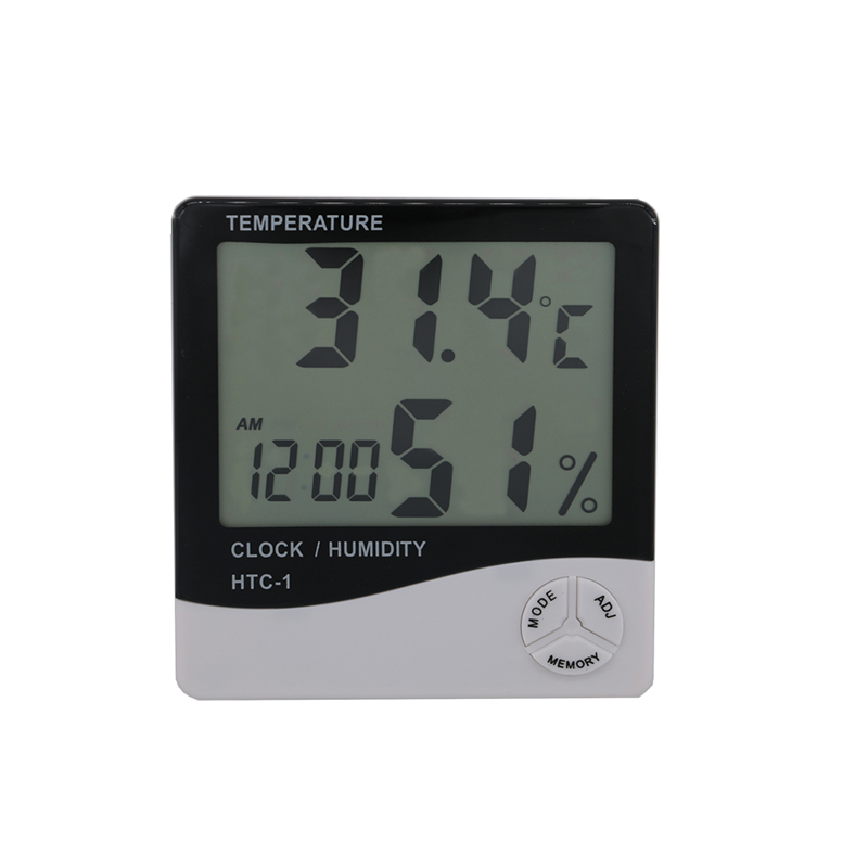 Home Office Auto Temperatur Luftfeuchtigkeit Meter Zeitanzeige und eingebaute Uhr mit großen LCD-Display Thermometer Hygrometer