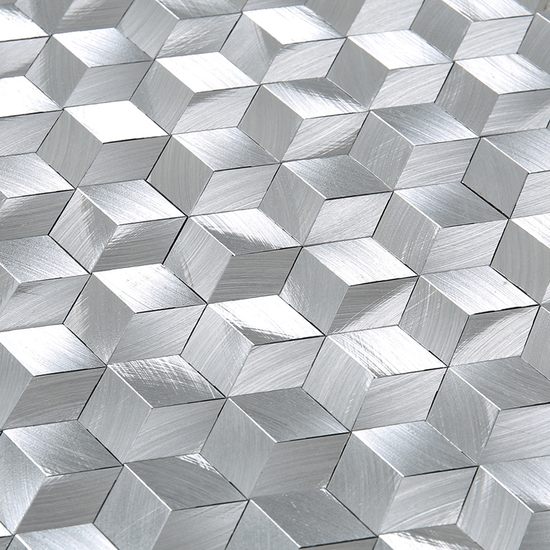 3D Effekt Diamant Form Silber Weiß Aluminium Hexagon Mosaik Fliese Für Dekoration Wand
