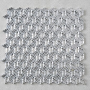 3D Effekt Diamant Form Silber Weiß Aluminium Hexagon Mosaik Fliese Für Dekoration Wand