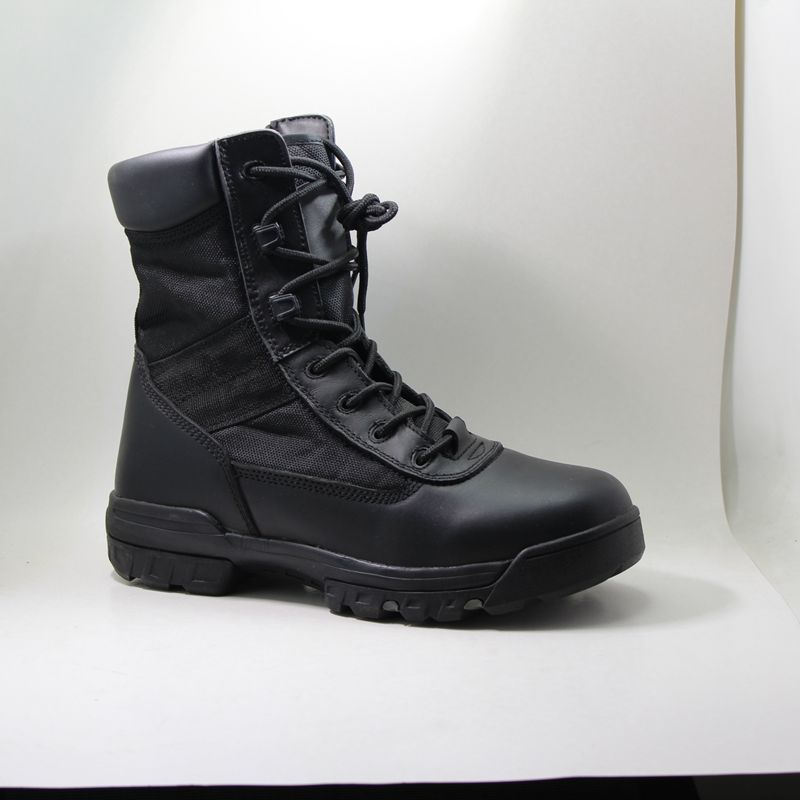 Herren Schwarz Kampfstiefel mit PU-beschichtetem Leder