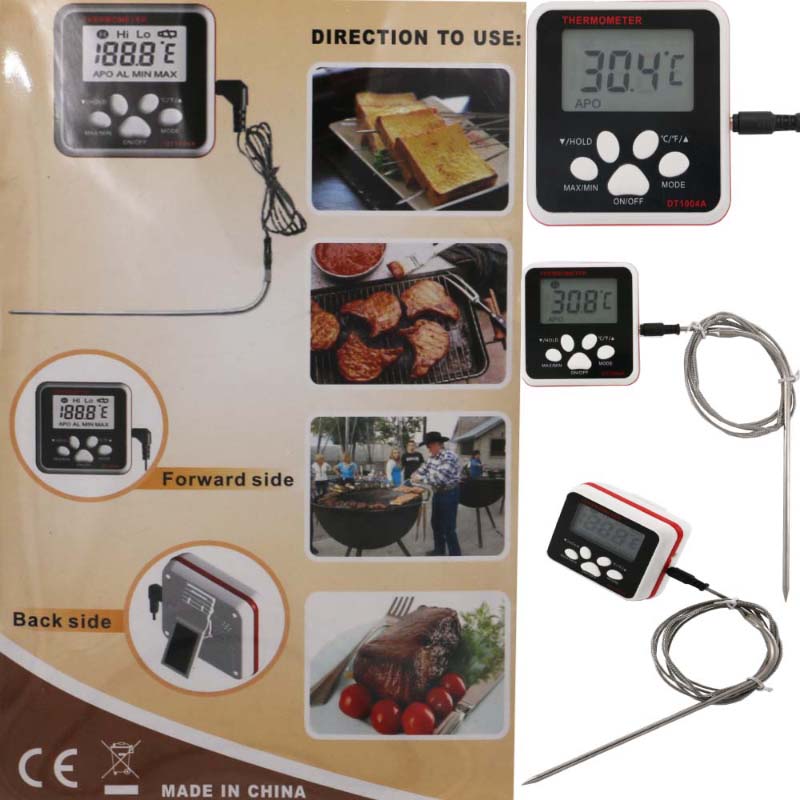 Digital Food Thermometer mit Edelstahl-Sonde LCD-Display sofort lesen Bildschirm