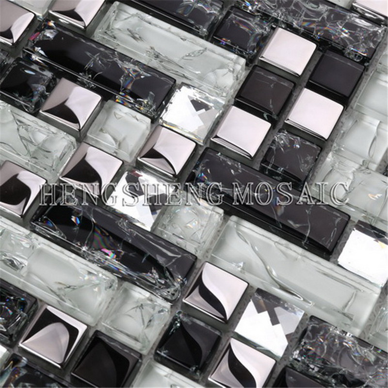 HY07 Fabrikpreis Art und Weiseentwurf 1 * 1 brach Spiegelkristallglas Mosaikfliese für Wanddekoration