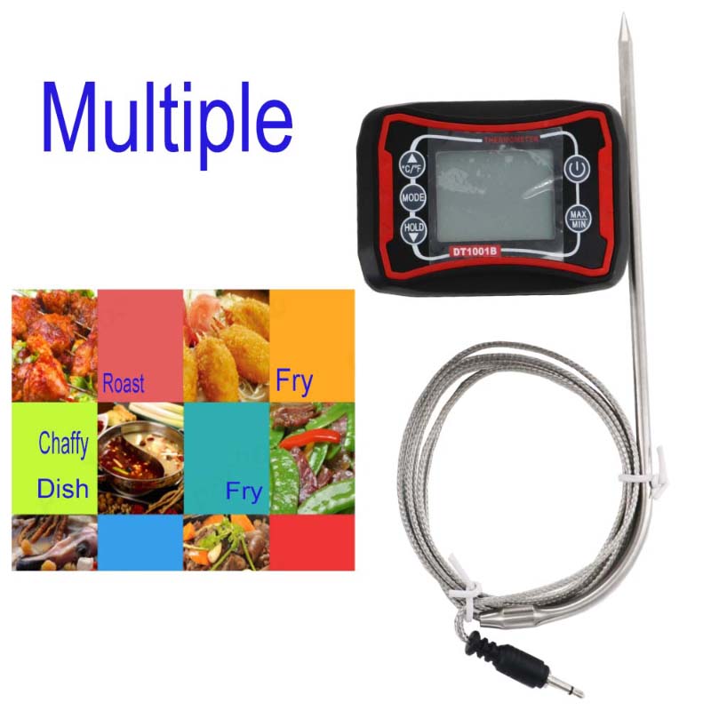 Große LCD Digital Kochen Fleisch Raucher Ofen Küche Grill Thermometer mit Edelstahl Tempera Standard Silber