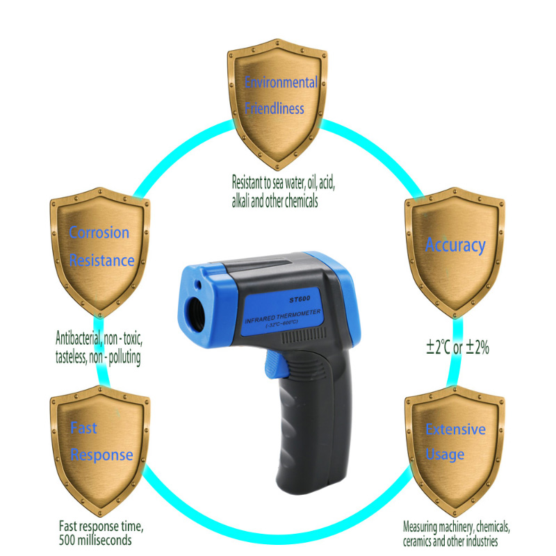 Hohe korrekte Kalibrierung Kontakt Digital Laser Infrarot Thermometer Pistole Handheld Garantie Zeit 1 Jahr