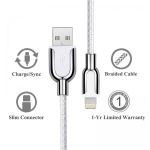 KPS-8445CB USB-Kabel aus einer Zinklegierung mit Nylon / Baumwollgarn