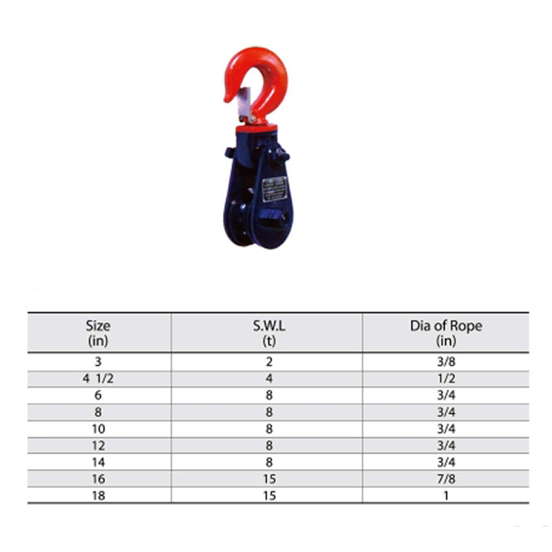 H418 Snatch Block mit Haken lackiert Lichttyp