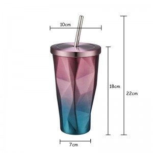 16oz Reisebecher | Edelstahl Tassen Flasche Isolierte Tasse Kaffee Eisbecher Auto Teetasse mit Trinkhalme