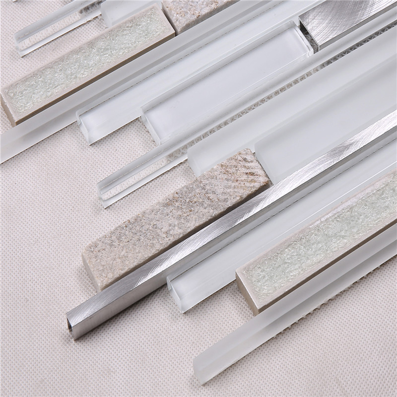 Direkt ab Werk ozeanblauer Kristallglasstreifen-Mosaikfliese HSD124