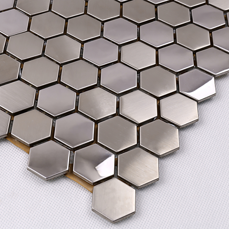 Hochwertige Hexagon Edelstahl Metall Mosaik Küche Splash Back Fliese