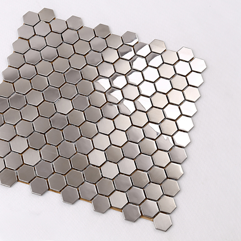 Hochwertige Hexagon Edelstahl Metall Mosaik Küche Splash Back Fliese