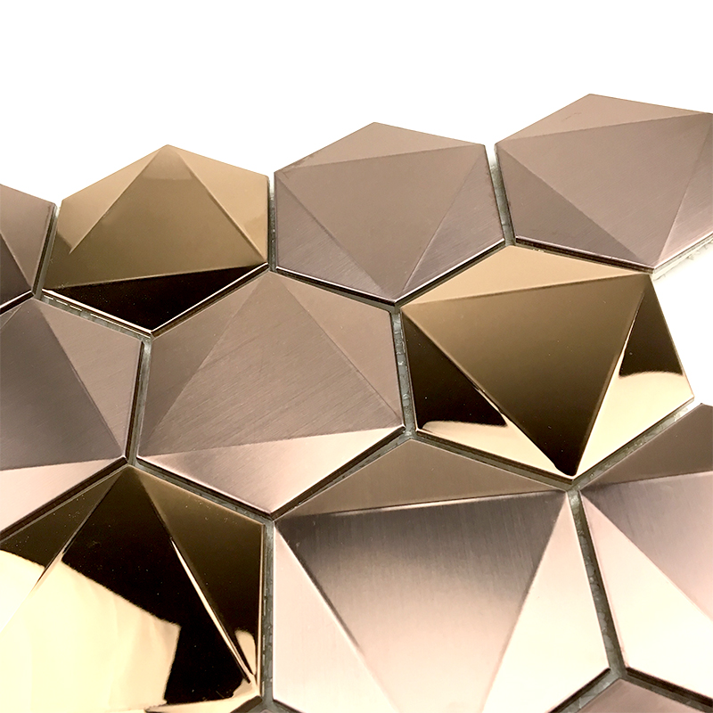 Edelstahl-Fliesen-Mosaik des Rosengold-3D Hexagon-304/316 für Wand-Dekoration