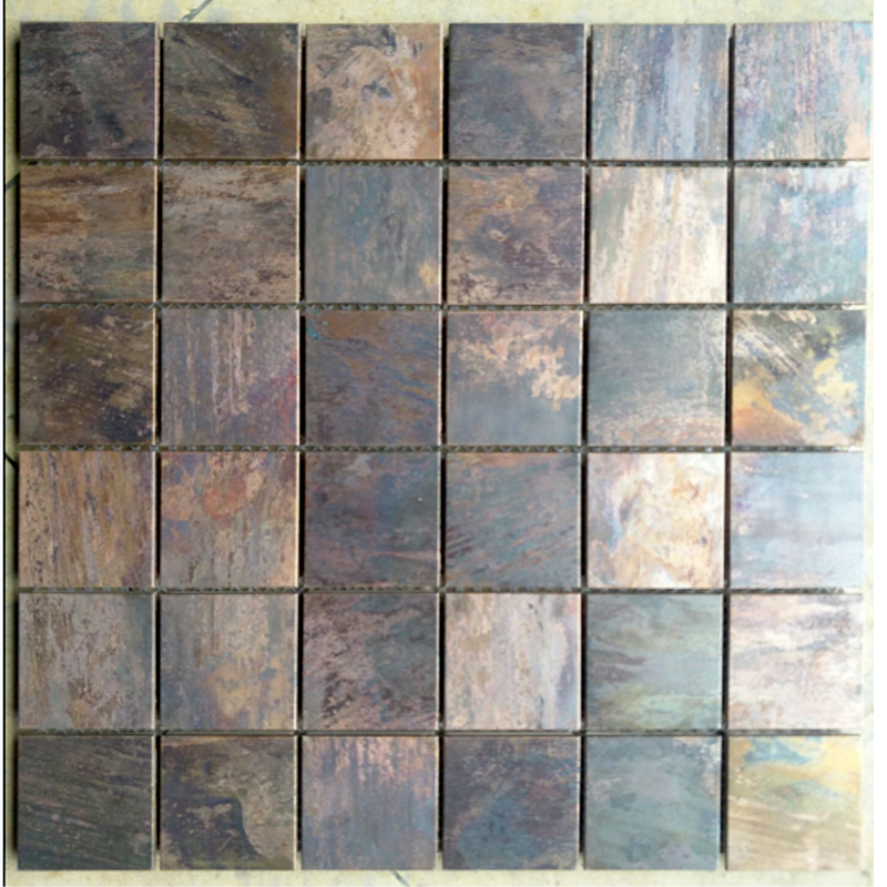 Heißer Verkauf Quadrat Metall Wand Kupfer Messing Backsplash, antike Kupfer Mosaik Fliesen für Badezimmer Küche dekorativ