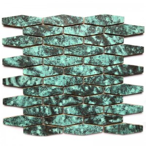 Cafe Green Subway Fan Shaped Fischschuppe antike metallische Messingbronze Mosaik Wandfliesen