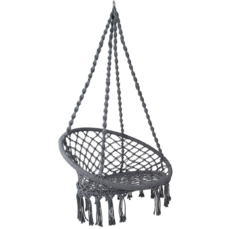 indoor - outdoor - einsatz hängesessel klöppeln für erwachsene oder kinder 100% handgefertigt oder baumwolle hängematte stuhl in grau