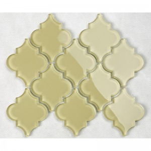 Helle gelbe Laterne Waterjet Arabesque Glasduschkabine-Wand-Badezimmer-Mosaik-Fliese
