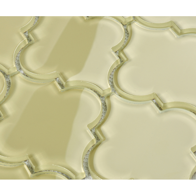 Helle gelbe Laterne Waterjet Arabesque Glasduschkabine-Wand-Badezimmer-Mosaik-Fliese