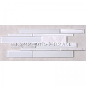 HSD131 Heißer Verkauf Neueste Design Weiß Carrara Marmor Gemischt Glasmosaik Küche Backsplash U-bahn Fliese