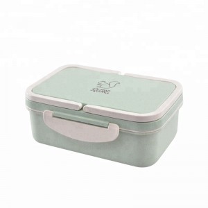 Tragbarer umweltfreundlicher BPA-freier Weizenstroh \u0026 PP 3-fach Kinder Bento Lunch Box