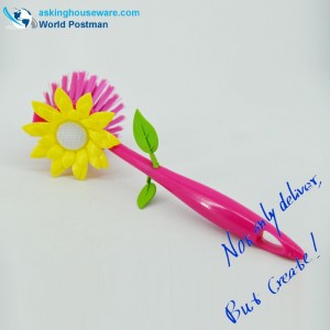 Akbrand Pink Color Kitchen Dish-Reinigungsbürste mit Sonnenblumen-Deko